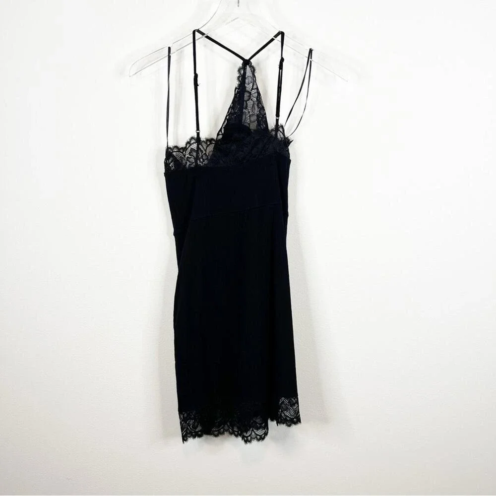 NWT Free People Women Premonitions Lace Bodycon Mini Dress M Black